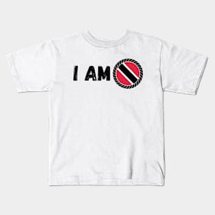 Half Trinbagonian Half American Heritage USA Roots & Trinidad And Tobago DNA Family Flag Design Kids T-Shirt